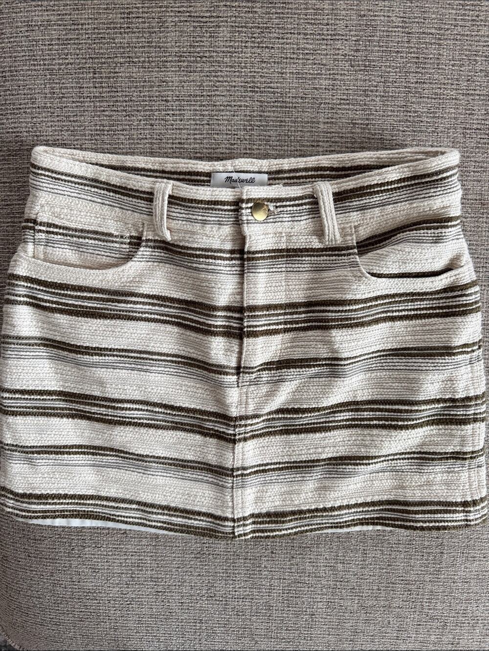 Madewell Mini Skirt in Striped Tweed Cotton Women's SIZE 2